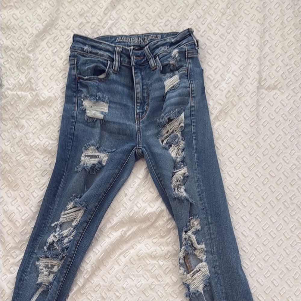 American Eagle Outfitters Blue Skinny Jeans Distressed